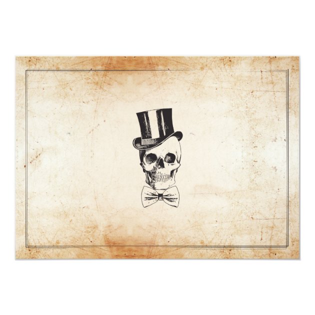 Halloween Party Skull Top Hat Bow Tie Spook Invite