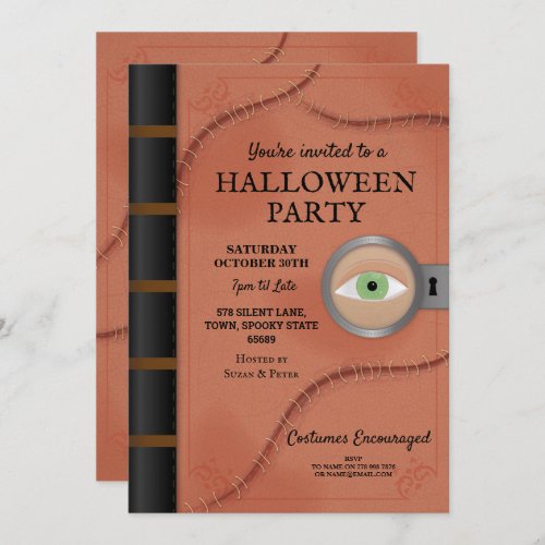 Halloween Party Spell Book Hocus Eye Horror Invitation
