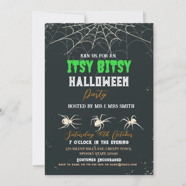 Halloween Party Spider Horror Scary Invitation (Front)