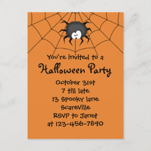 Halloween Party Spider Invitation Postcard