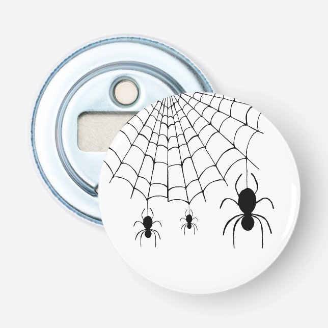 Halloween Party Spiders Black White Gothic Bottle Opener (Front)