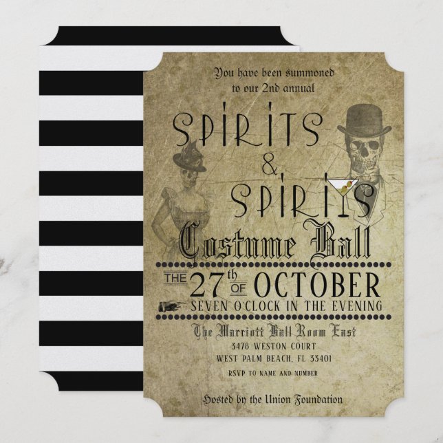 Halloween Party Spirits Costume Ball Invitation (Front/Back)