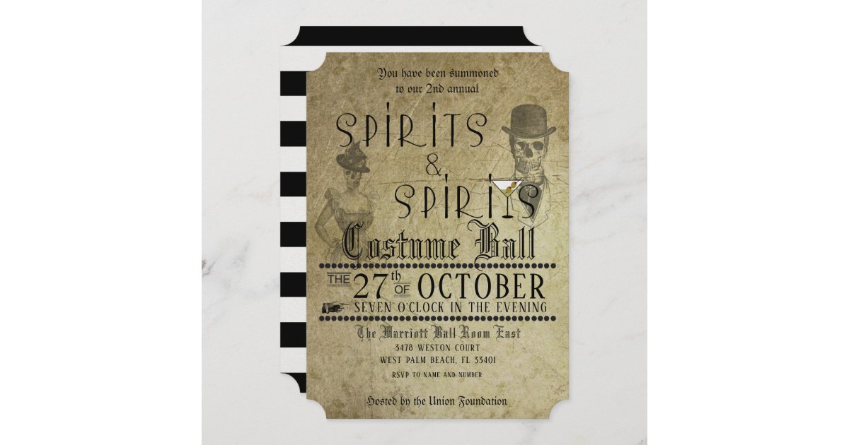 Halloween Party Spirits Costume Ball Invitation | Zazzle