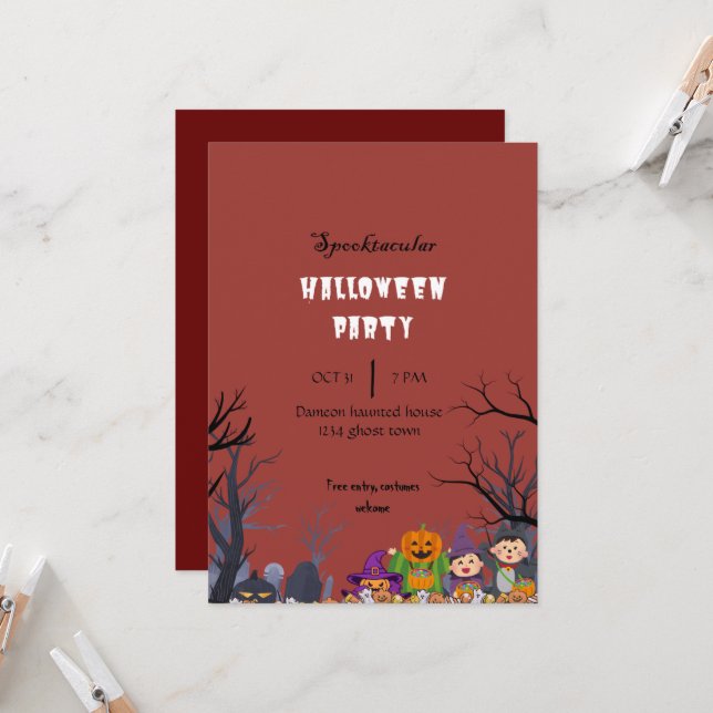 Halloween party spooktacular ghost  invitation (Front/Back In Situ)
