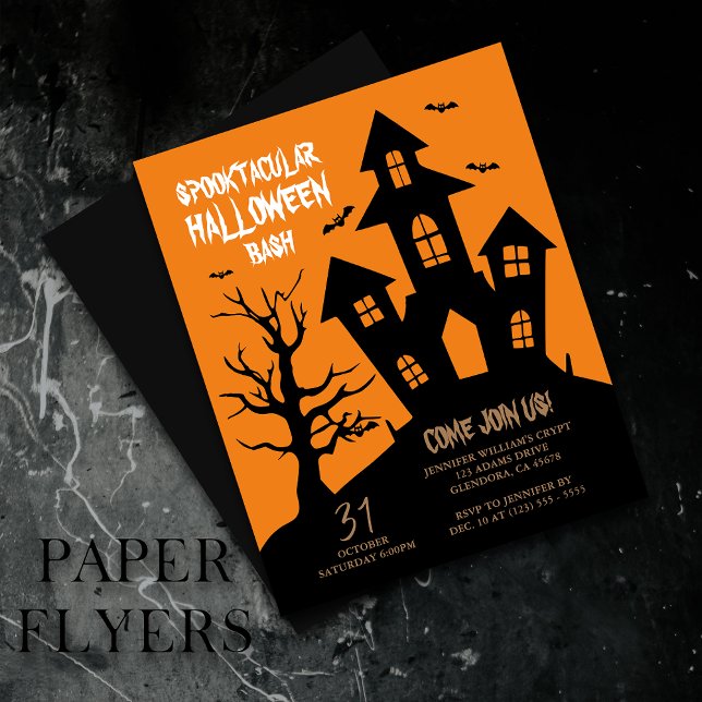 Halloween Party Spooktacular Haunted House  Flyer (Elevate your upcoming event with this spooky and captivatingly designed Halloween invitation!)