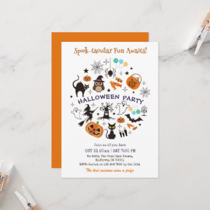 Halloween Party Spooktacular Icons Trick Treat Invitation
