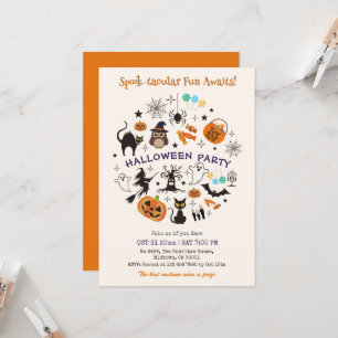 Halloween Party Spooktacular Icons Trick Treat Invitation