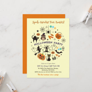 Halloween Party Spooktacular Icons Trick Treat Invitation