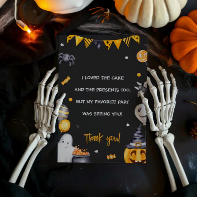 Halloween Party Spooky Birthday Thank You Card | Zazzle