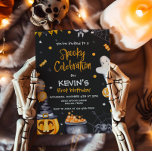 Halloween Party Spooky Celebration Birthday Invitation<br><div class="desc">Set the tone for a thrilling celebration with our **Halloween Party Spooky Celebration Birthday Invitation**. Perfect for a Halloween-themed birthday bash, this invitation features spooky elements like ghosts, bats, and pumpkins, creating a fun yet eerie vibe for your event. With its bold design and festive colors, this invite captures the...</div>