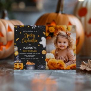 Halloween Party Spooky Celebration Birthday Photo Invitation