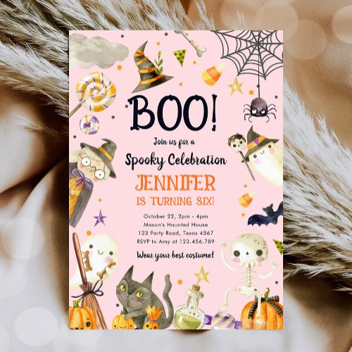 Halloween Party Spooky Celebration Girl Birthday Invitation