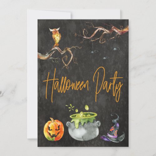 Halloween Party Spooky Pumpkin Owl Spider Costume Invitation