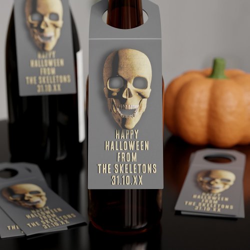 Halloween Party Spooky Skeleton Skull Bottle Tags