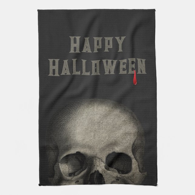 Halloween Party Spooky Skull  Kitchen Towel (Vertical)