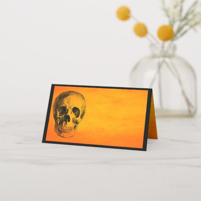 Halloween Party Spooky Skull Place Card (Front)