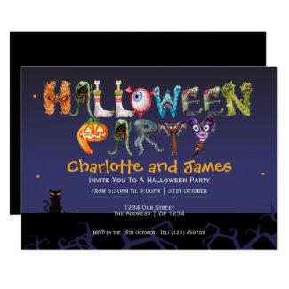 Halloween Party Spooky Typography Personalized Invitation