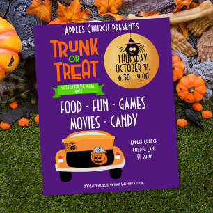 Halloween party theme event trunk or treat poster