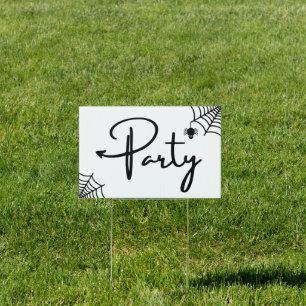 Halloween Party this way arrow left Yard Sign