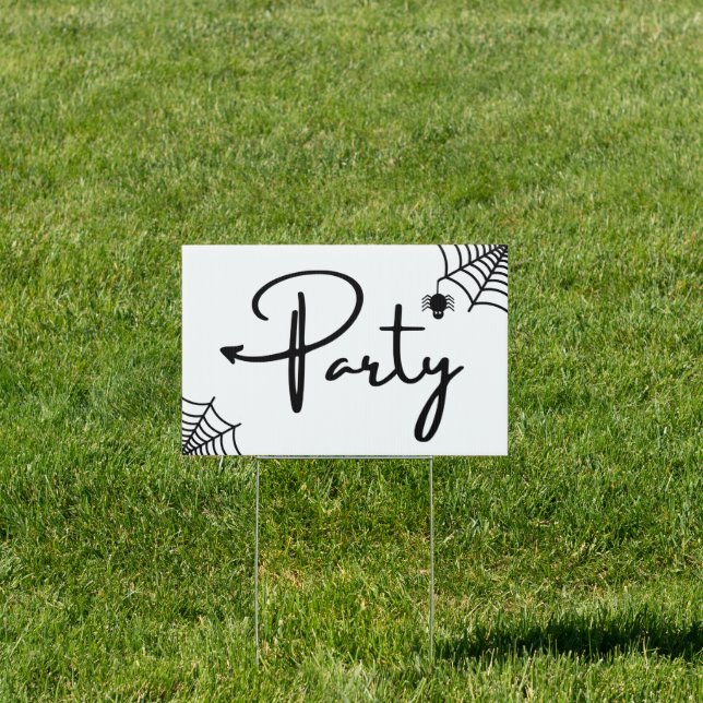 Halloween Party this way arrow left Yard Sign (Insitu)