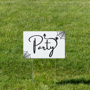 Halloween Party this way arrow straight Yard Sign