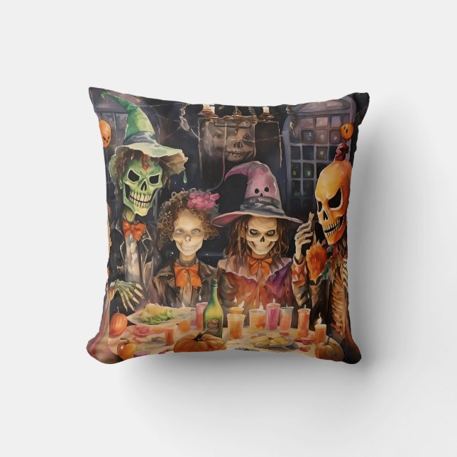 Halloween Party Throw Pillow (Front)