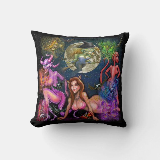 Halloween Party Throw Pillow (Front)