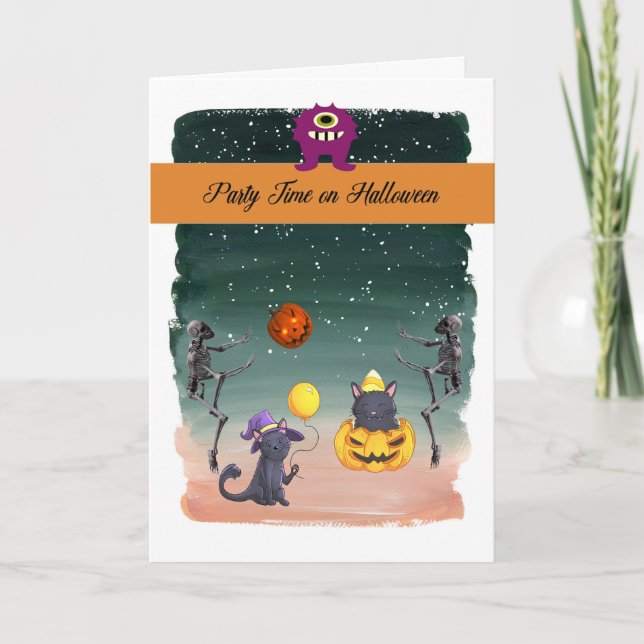 Halloween Party Time Card for Kids (Front)