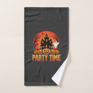 Halloween Party Time Ghost Pumpkin Design_1 Hand Towel