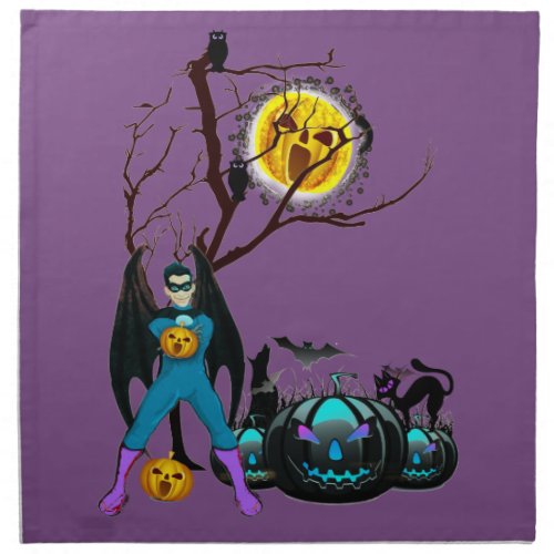 Halloween Party Time in Purple Cloth Napkin