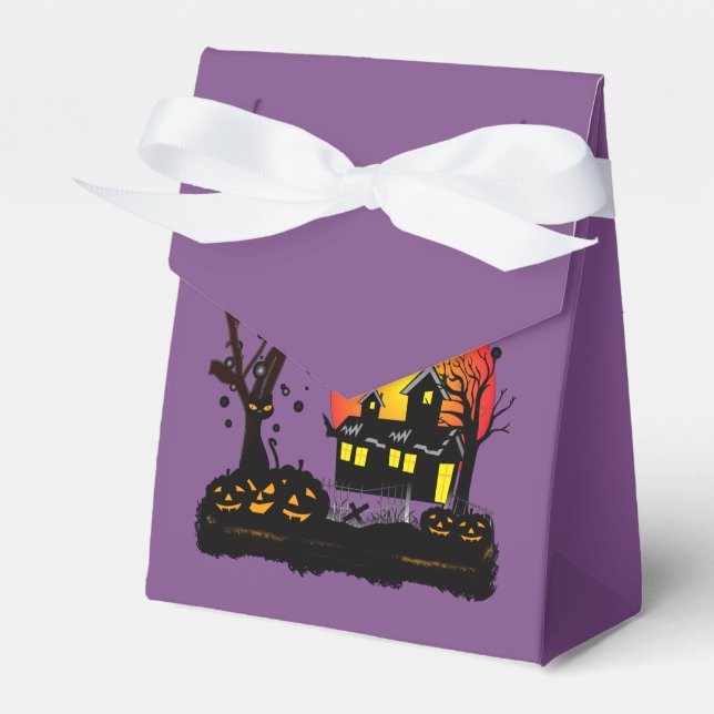 Halloween Party Time in Purple Favor Boxes (Front Side)