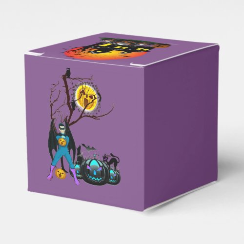 Halloween Party Time in Purple Favor Boxes