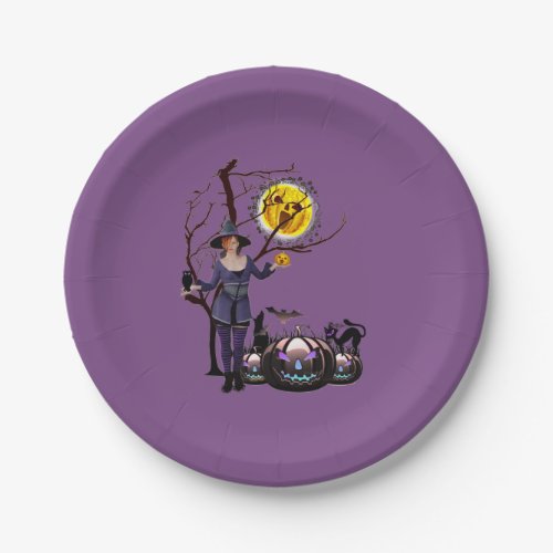 Halloween Party Time in Purple Paper Plates