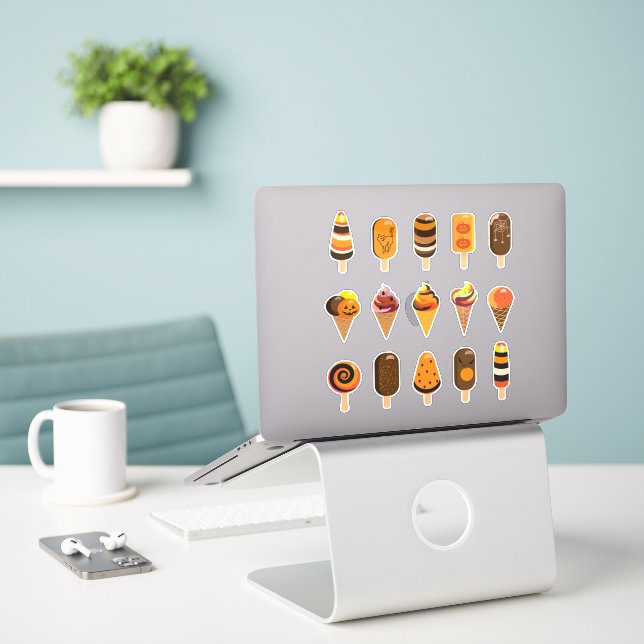 Halloween Party "Treat or Trick" Ice cream tasty Sticker (Laptop On Desk)