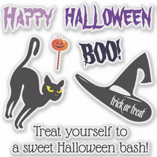 Halloween Party "Treat or Trick" Ice cream tasty Sticker (Front)