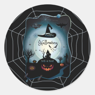 Halloween Party "Treat or Trick" magnetic card Classic Round Sticker