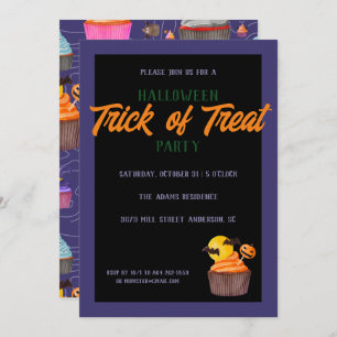 Halloween Party Trick of Treat Cute Sweet Invitation