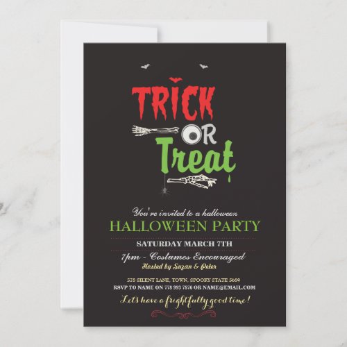 Halloween Party Trick Or Treat Party Invite