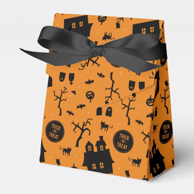 Halloween Party Trick or Treat Pattern Favor Boxes (Front Side)