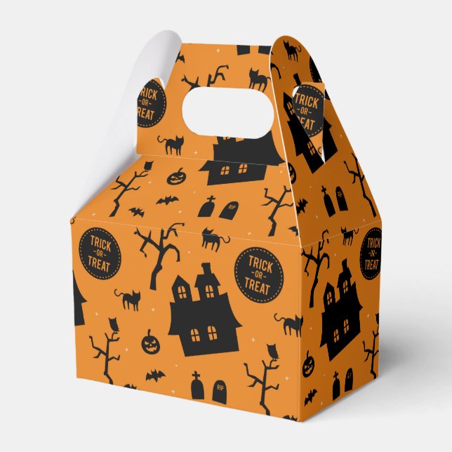 Halloween Party Trick or Treat Pattern Favor Boxes (Front Side)