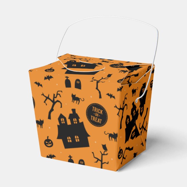 Halloween Party Trick or Treat Pattern Favor Boxes (Front Side)