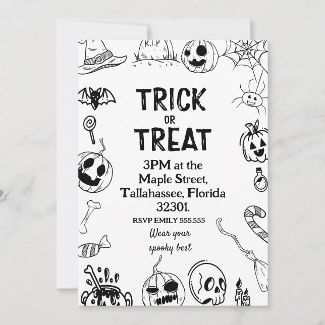 Halloween Party,Trick or Treat spooky Invitation (Front)