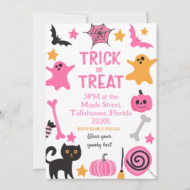 Halloween Party,Trick or Treat spooky Invitation (Front)