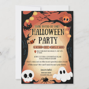 halloween party typography modern instant download invitation