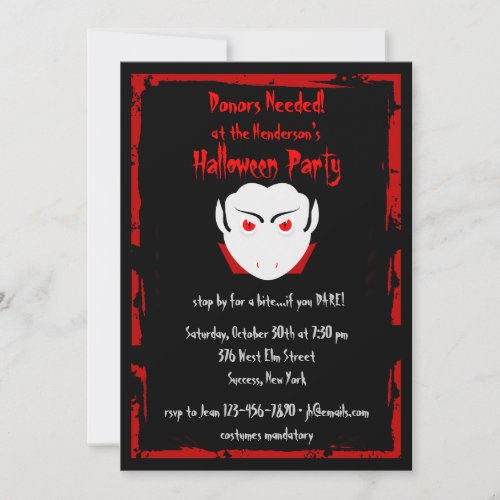 Halloween Party Vampire Invitation