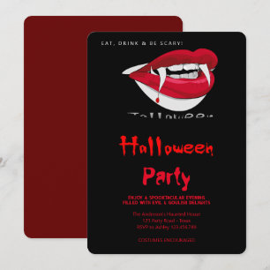 Halloween Party Vampire Teeth Gothic   Invitation