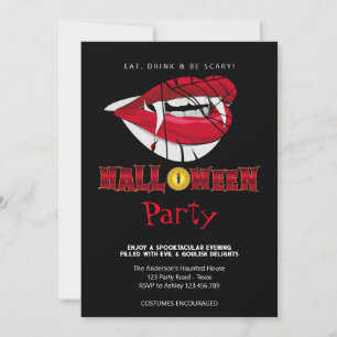Halloween Party Vampire Teeth Gothic   Invitation