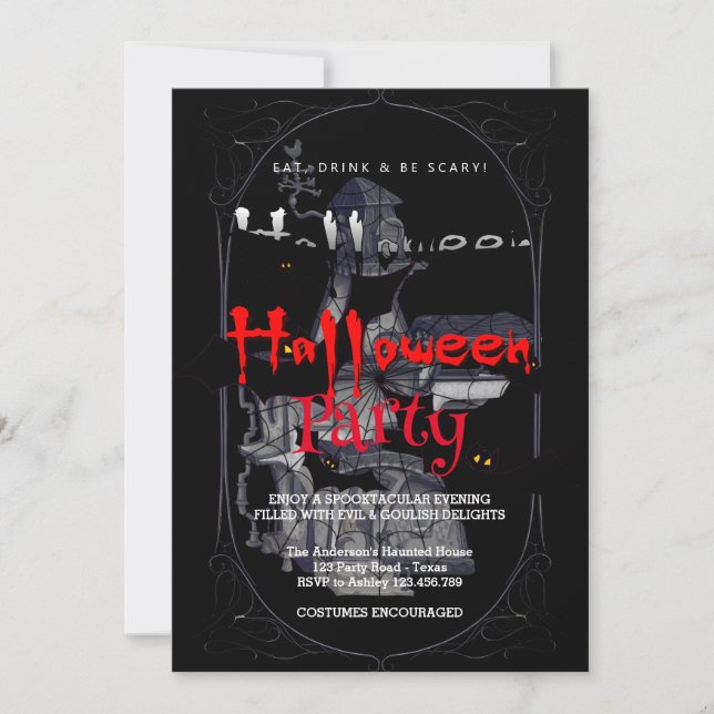 Halloween Party Vintage Gothic  House Invitation (Front)