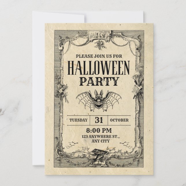 Halloween Party Vintage Gothic Invitation (Front)