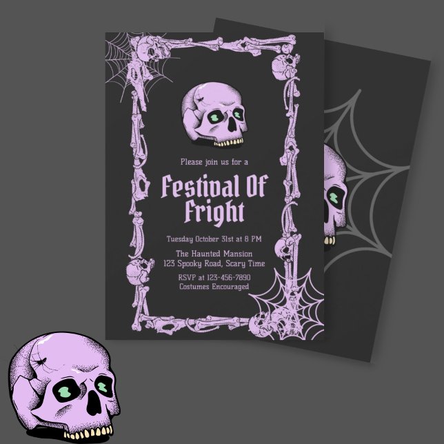 Halloween Party Vintage Gothic Skull Invitation (Creator Uploaded)